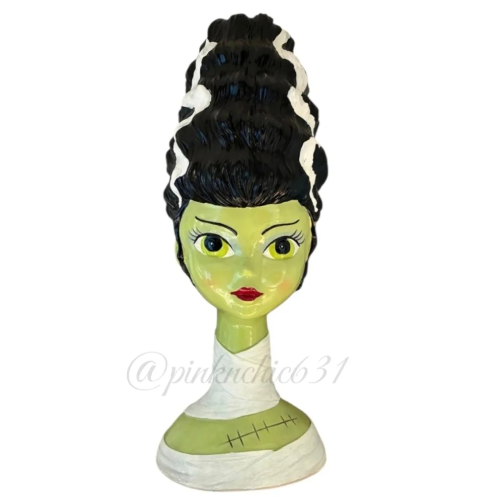 Viral Tiktok Bride Of Frankenstein Head Halloween Bust Figurine Statue
